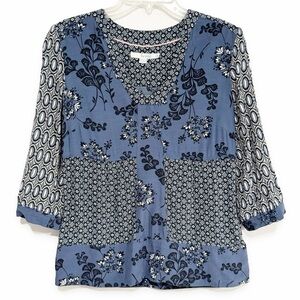 Boden | Mollie Peasant Top Floral Blue White Size 6